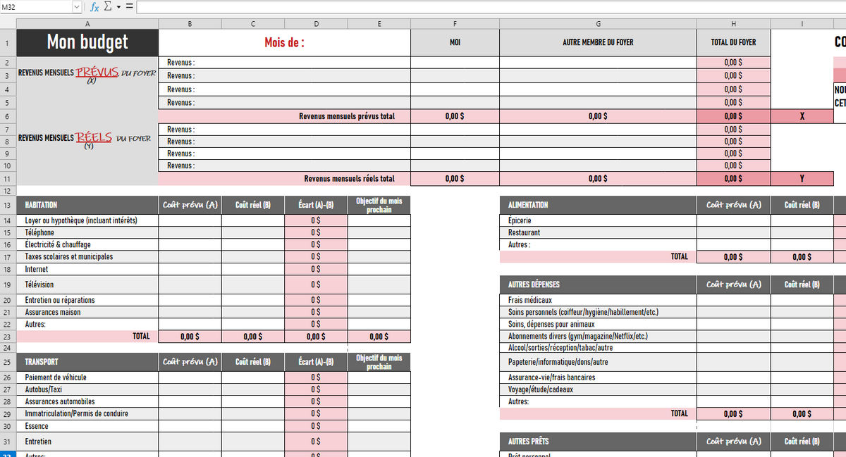 Planificateur de budget mensuel – Suivi budgétaire visuel (inclus : format Excel automatisé + version PDF imprimable)